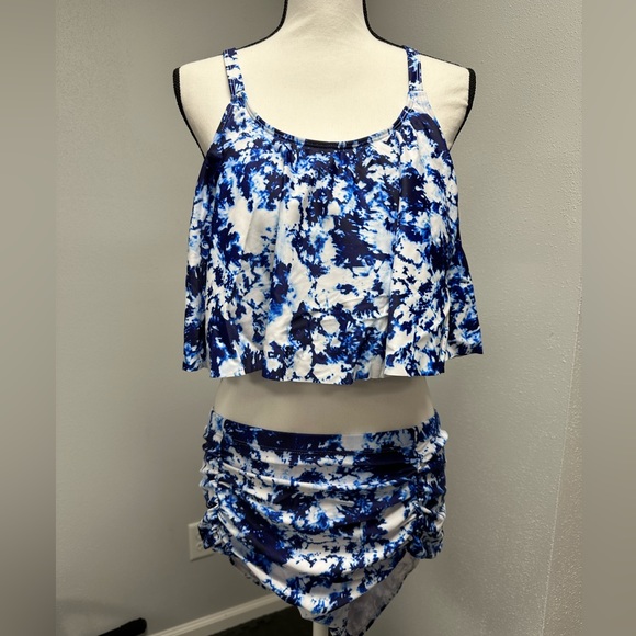 🚨Tutorutor Womens 2Pc Plus Size Swimsuit Tankini High Waisted TummyControl NWOT - Picture 2 of 4